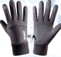 Camerazar Pánské zateplené dotykové rukavice, šedá, elastan-polyester, velikost L
