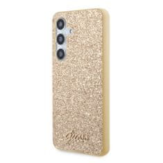 Guess  PC/TPU Glitter Flakes Metal Logo Zadní Kryt pro Samsung Galaxy S24 Gold