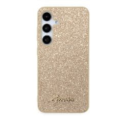 Guess  PC/TPU Glitter Flakes Metal Logo Zadní Kryt pro Samsung Galaxy S24 Gold