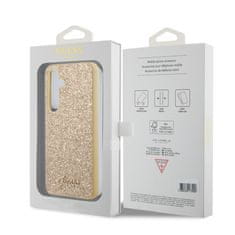 Guess  PC/TPU Glitter Flakes Metal Logo Zadní Kryt pro Samsung Galaxy S24 Gold