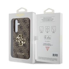 Guess  PU 4G Metal Logo Zadní Kryt pro Samsung Galaxy S24 Brown