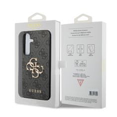 Guess  PU 4G Metal Logo Zadní Kryt pro Samsung Galaxy S24+ Grey