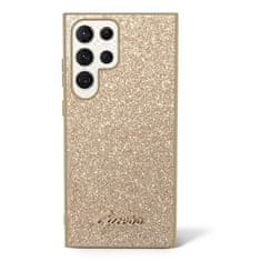 Guess  PC/TPU Glitter Flakes Metal Logo Zadní Kryt pro Samsung Galaxy S24 Ultra Gold