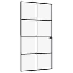 Vidaxl Interiérové dveře černé 102x201,5 cm tvrzené sklo a hliník úzké