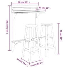 Vidaxl 3dílný balkonový barový set masivní akáciové dřevo