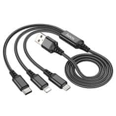 Hoco Multifunkční - 1m Kabel s Lightning, Type-C a micro USB konektory - Multibarevná KP30116