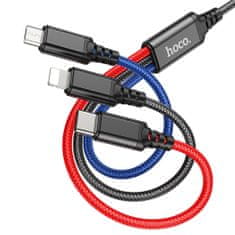 Hoco Multifunkční - 1m Kabel s Lightning, Type-C a micro USB konektory - Multibarevná KP30116