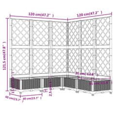 Vidaxl Zahradní truhlík s treláží hnědý 120 x 120 x 121,5 cm PP