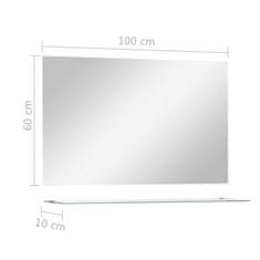 Vidaxl Nástěnné zrcadlo s policí 100 x 60 cm tvrzené sklo