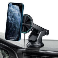 Tech-protect Magnetický držák do auta MagSafe s 15W indukčním nabíjením pro palubní desku / čelní sklo Teleskopické rameno Tech-Protect A2 černý