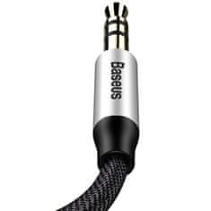 BASEUS Baseus Yiven M30 stereo audio kabel AUX 3,5 mm mini jack 1 m stříbrný/černý (CAM30-BS1)