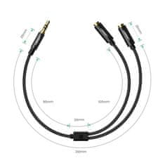Ugreen Ugreen kabel sluchátek AV123 minijack 3,5 mm (samec) - 2x minijack 3,5 mm (samice) - černý