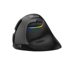 Delux Bezdrátová vertikální myš Delux M618Mini BT+2,4G RGB 4000DPI (Iron Gray)