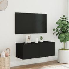 Vidaxl Nástěnná TV skříňka s LED osvětlením černá 80 x 35 x 31 cm