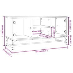 Vidaxl TV skříňka se skleněnými dvířky betonově šedá 102 x 37 x 50 cm