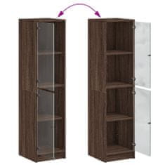 Vidaxl Highboard se skleněnými dvířky hnědý dub 35 x 37 x 142 cm