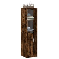 Vidaxl Highboard se skleněnými dvířky kouřový dub 35 x 37 x 142 cm