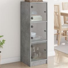 Vidaxl Highboard se skleněnými dvířky betonově šedý 35 x 37 x 109 cm