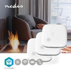 Nedis SmartLife chytrý detektor kouře Wi-Fi, životnost snímače 10 let, EN 14604, 3ks (WIFIDS20WT3)