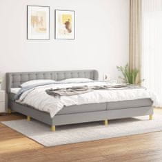 Vidaxl Box spring postel s matrací světle šedá 200 x 200 cm textil