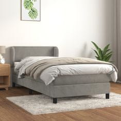 Vidaxl Box spring postel s matrací světle šedá 100x200 cm samet