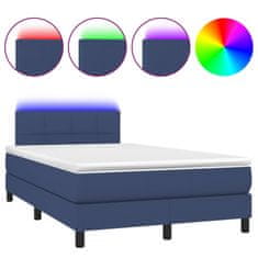 Vidaxl Box spring postel s matrací a LED modrá 120 x 200 cm textil