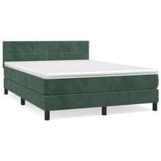 Vidaxl Box spring postel s matrací tmavě zelená 140x200 cm samet