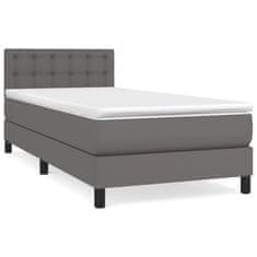 Vidaxl Box spring postel s matrací šedá 80 x 200 cm umělá kůže