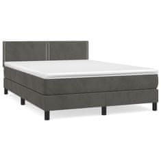 Vidaxl Box spring postel s matrací tmavě šedá 140x200 cm samet