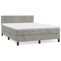 Vidaxl Box spring postel s matrací světle šedá 140x200 cm samet