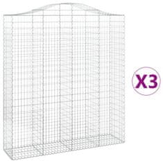 Vidaxl Klenuté gabionové koše 3 ks 200x50x220/240cm pozinkované železo