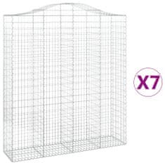 Vidaxl Klenuté gabionové koše 7 ks 200x50x220/240cm pozinkované železo