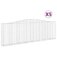 Vidaxl Klenuté gabionové koše 5 ks 400x30x120/140cm pozinkované železo