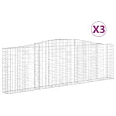 Vidaxl Klenuté gabionové koše 3 ks 400x30x120/140cm pozinkované železo