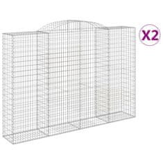 Vidaxl Klenuté gabionové koše 2 ks 300x50x200/220cm pozinkované železo