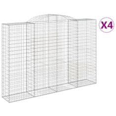 Vidaxl Klenuté gabionové koše 4 ks 300x50x200/220cm pozinkované železo