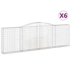 Vidaxl Klenuté gabionové koše 6 ks 400x30x120/140cm pozinkované železo