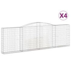 Vidaxl Klenuté gabionové koše 4 ks 400x30x120/140cm pozinkované železo