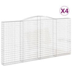 Vidaxl Klenuté gabionové koše 4 ks 400x30x200/220cm pozinkované železo