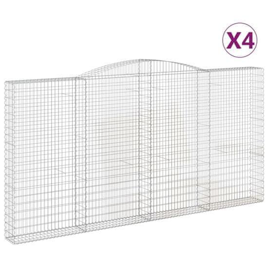 Vidaxl Klenuté gabionové koše 4 ks 400x30x200/220cm pozinkované železo