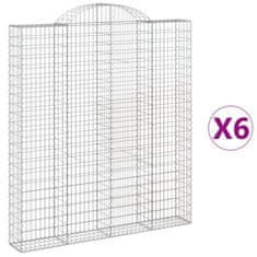 Vidaxl Klenuté gabionové koše 6 ks 200x30x220/240cm pozinkované železo