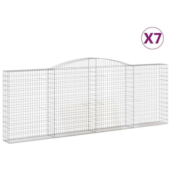 Vidaxl Klenuté gabionové koše 7 ks 400x30x140/160cm pozinkované železo