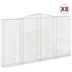 Vidaxl Klenuté gabionové koše 8 ks 400x30x220/240cm pozinkované železo