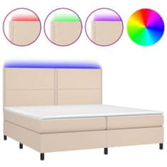 Vidaxl Box spring postel matrace a LED cappuccino 200x200cm umělá kůže