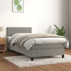 Vidaxl Box spring postel s matrací světle šedá 90x200 cm samet