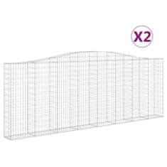 Vidaxl Klenuté gabionové koše 2 ks 400x30x140/160cm pozinkované železo