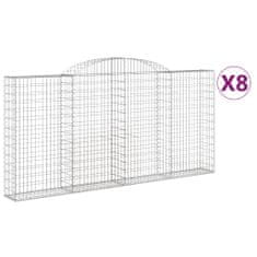 Vidaxl Klenuté gabionové koše 8 ks 300x30x140/160cm pozinkované železo