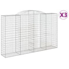 Vidaxl Klenuté gabionové koše 3 ks 300x50x180/200cm pozinkované železo