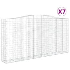 Vidaxl Klenuté gabionové koše 7 ks 400x50x200/220cm pozinkované železo