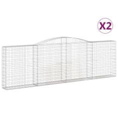 Vidaxl Klenuté gabionové koše 2 ks 400x30x120/140cm pozinkované železo